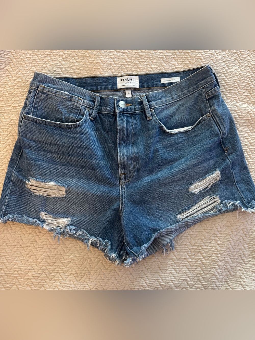 Frame Denim LeStevie Dark Blue Jean Cutoff Shorts